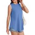 thumbnail image 6 of Women's Solid Color Sleeveless Round Neck Pullover Tank Top Cami Casual Daily Wear Loungewear Beach Vacation Outfit Fashion Essential Gift for Women | Aestivo,Blue XL, 6 of 9