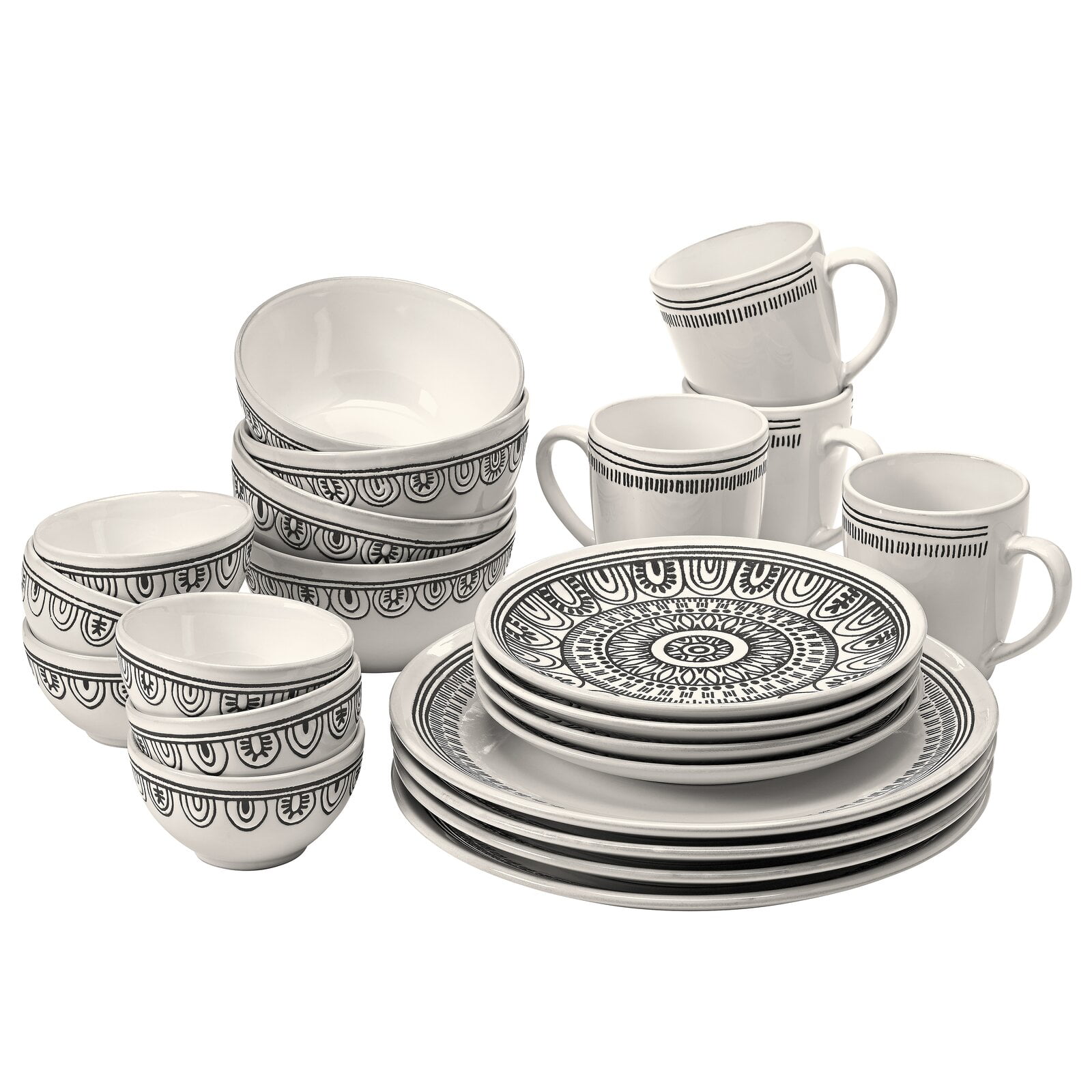 Details about   22 Piece Dinnerware Set Plates Mugs Bowls Service for 4 Gray Salad Stoneware New 