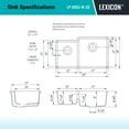 thumbnail image 4 of 32" x 19" Quartz Kitchen Sink, 40/60 Double Bowl Sink, Drop-in Sink, Undermount Sink, Granite Kitchen Sink, Galaxy White Kitchen Sink by Lexicon Platinum LP-4060-W-SO, 4 of 7