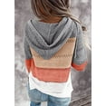 thumbnail image 2 of Womens Striped Color Block Hoodies Fashion V Neck Knit Sweater Pullovers, 2 of 5