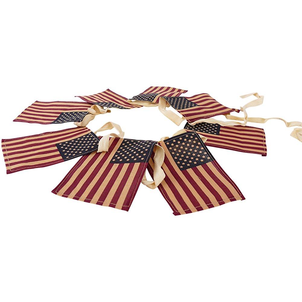 american flag garland: 9’ long, fabric fourth of july garland (small