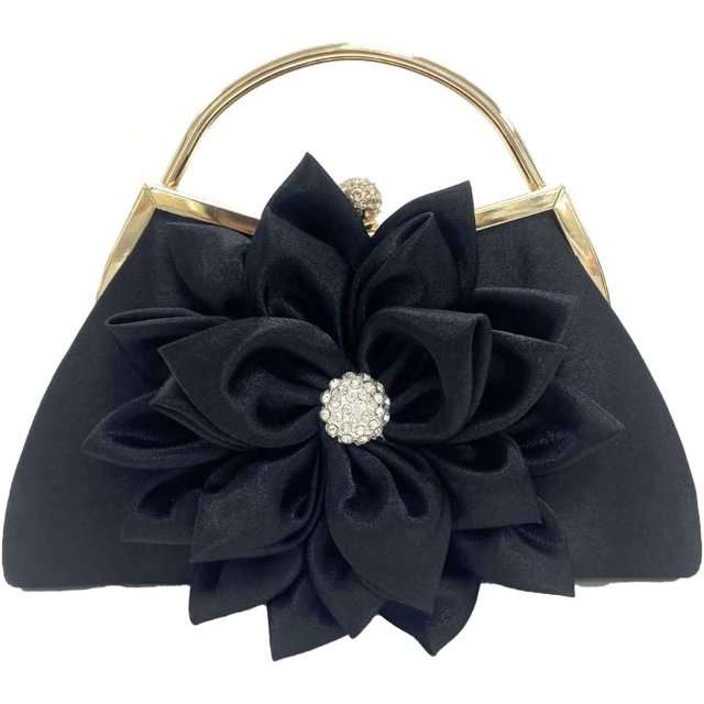 LHSHID Pochettes pour Femmes Rétro Fleur Sac à Main de Soirée Scintillant Strass Sac à Main à Poignée Supérieure Gatsby Sac Cartable