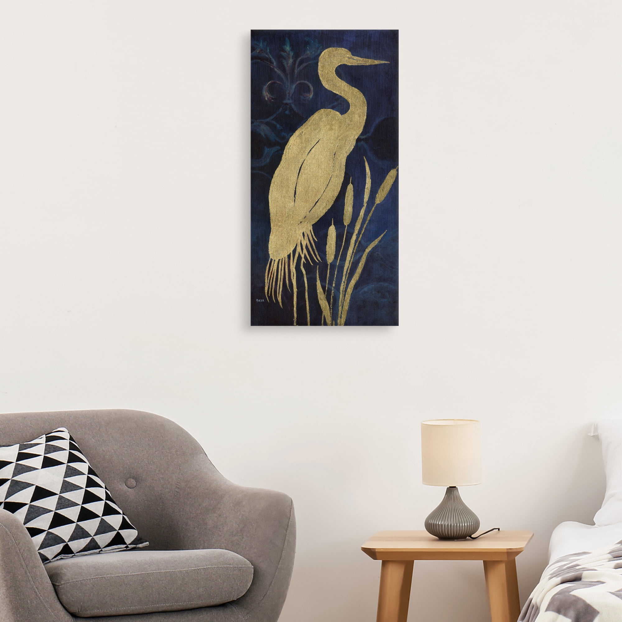 Egret on Indigo I by Janet Tava Canvas Art Print