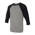 thumbnail image 2 of Unisex Three-Quarter Sleeve Baseball Tee Color Deep Heather/ Black Large Size, 2 of 4