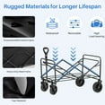 thumbnail image 3 of Foldable Wagon Cart, Collapsible Wagon Utility Cart with All-Terrain Wheels for Grocery Shopping, Camping, Fishing, Travel, Heavy Duty, 130L, Black, 3 of 10