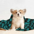 thumbnail image 2 of JUNZAN Waterproof Pet Blanket Dog Blankets, Black And Teal Checkerboard Pattern Printing Super Soft Warm,Urine Proof Washable Pet Blanket, 2 of 5