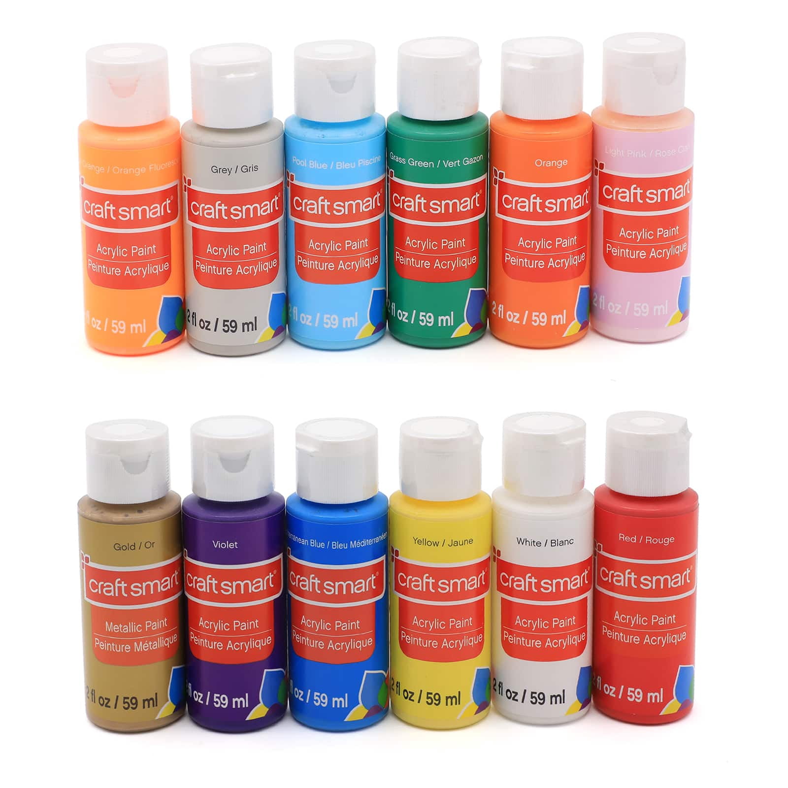 Craft Smart Acrylic Paint Set, Super Value Assorted Finishes, Multicolor, 2 fl. oz., 48-Pack