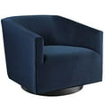 thumbnail image 2 of Modway Twist Performance Velvet Accent Lounge Swivel Chair, Midnight Blue, 2 of 9