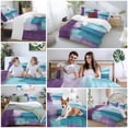 thumbnail image 5 of 3 Piece Purple Turquoise Oil Painting Duvet Cover Set California King,Microfiber Comforter/Quilt Cover with Corner Ties and 2 Pillowcases,Abstract Modern Geometric Soft Bedding with Zipper Closure, 5 of 8