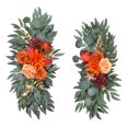 thumbnail image 3 of Tnarru 2 Pieces Wedding Arch Flowers Green Leaves Faux Flower Swag Handmade Rustic Welcome Sign Decoration for Wall Reception Window Orange, 3 of 8