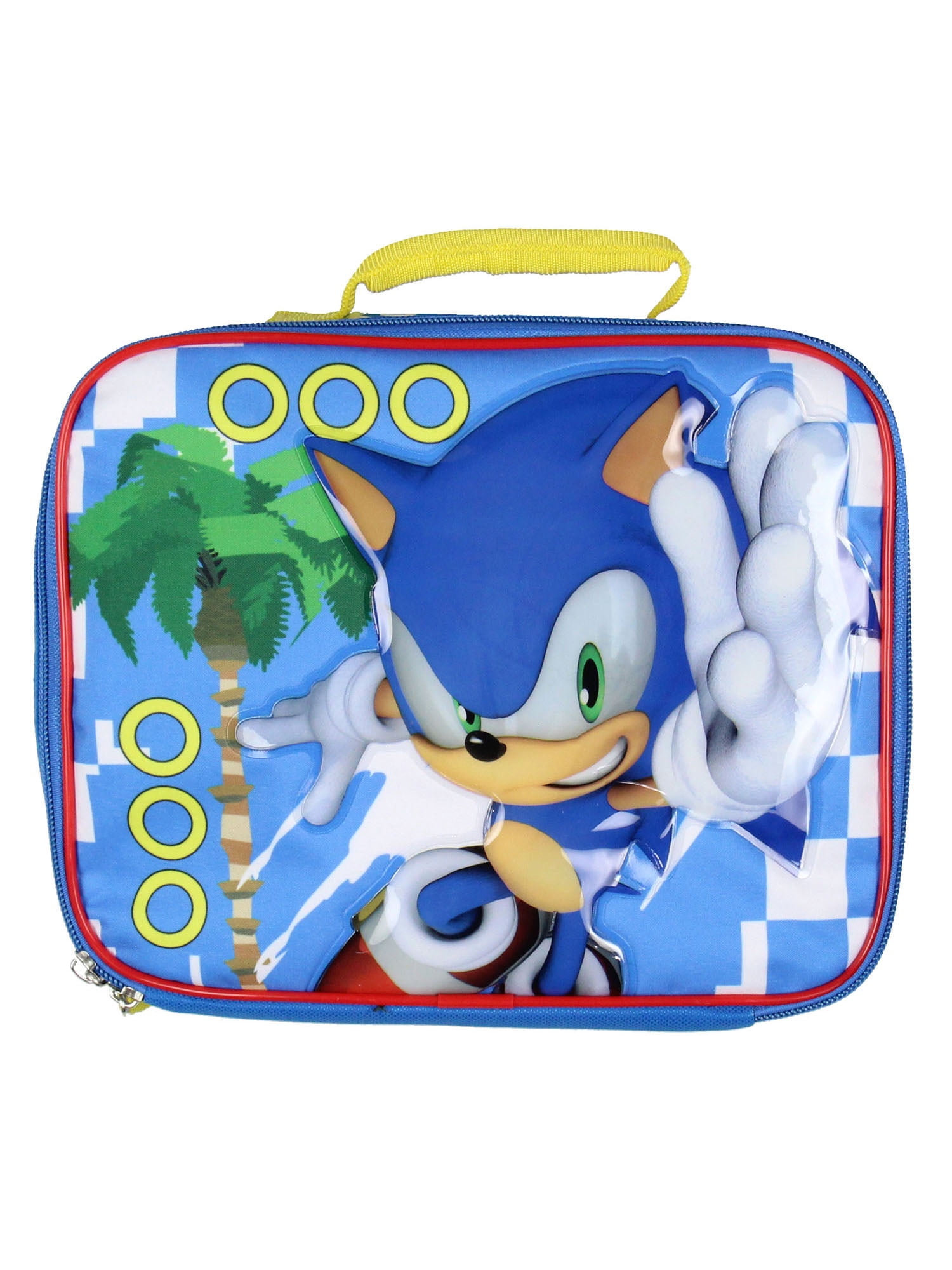 Sonic The Hedgehog Kids Lunch Box Full Gamer Raised Character Insulated Lunch Bag Tote For Hot And Cold Food, Drinks, And Snacks 10"