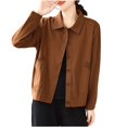 thumbnail image 3 of Women's Casual Solid Color Jacket Workwear Loose Fit Top Outerwear Lightweight Breathable Professional Office Attire | CSEONE,Coffee XL, 3 of 9