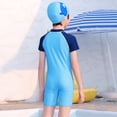 thumbnail image 5 of Tiijoy Boys’ Short Sleeve Half Zip Rash Guard One-Piece Swimsuit Swim Cap Bathing Suit, 5 of 8