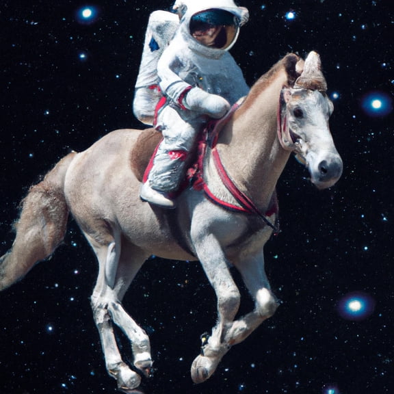 Digital Collage of an Astronaut Riding a Horse - 12" x 12" Art Print