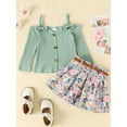thumbnail image 2 of Michellecmm  Girls Skirt Set, Long Sleeve T-shirt with Belted Floral Pleated Skirt, 2 of 9