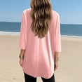 thumbnail image 5 of DENGDENG 3/4 Sleeve Women's Tunic Summer V Neck Long Shirts To Wear with Leggings Holiday Loose Fit T Shirts Trendy Comfy Blouse Pink M, 5 of 7