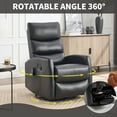 thumbnail image 5 of Sesslife Manual Recliner Chair with Heat and Massage, 360° Swivel Rocker Recliner with Side Pockets for Living Room Bedroom, Glider Rocking Chair Single Ergonomic Lounge Chair, PU Leather, Black, 5 of 7
