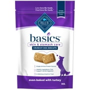 Blue Buffalo Basics Dog Biscuits, Skin & Stomach Care Crunchy Dog Treats, Turkey, 6-oz. Bag