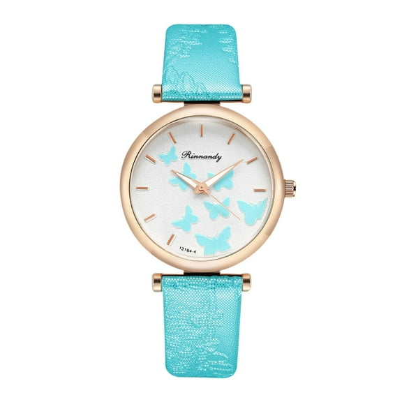 Guodhu Womens Butterfly Dial Leather Strap Watch Casual Watch Quartz Fashion Analog Wrist Watches Gifts for Women Teen Students