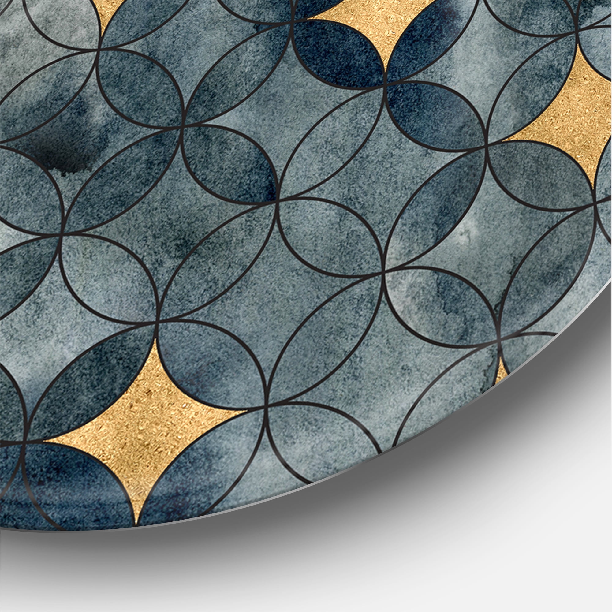 Designart 'Geometry Golden Stars With Intersecting Circles' Modern Circle Metal Wall Art 23x23 - Disc of 23