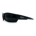 thumbnail image 6 of Classic Winged Skull 90s Wrap Around Sport Biker Plastic Rectangular Sunglasses Shiny Black - Black, 6 of 8