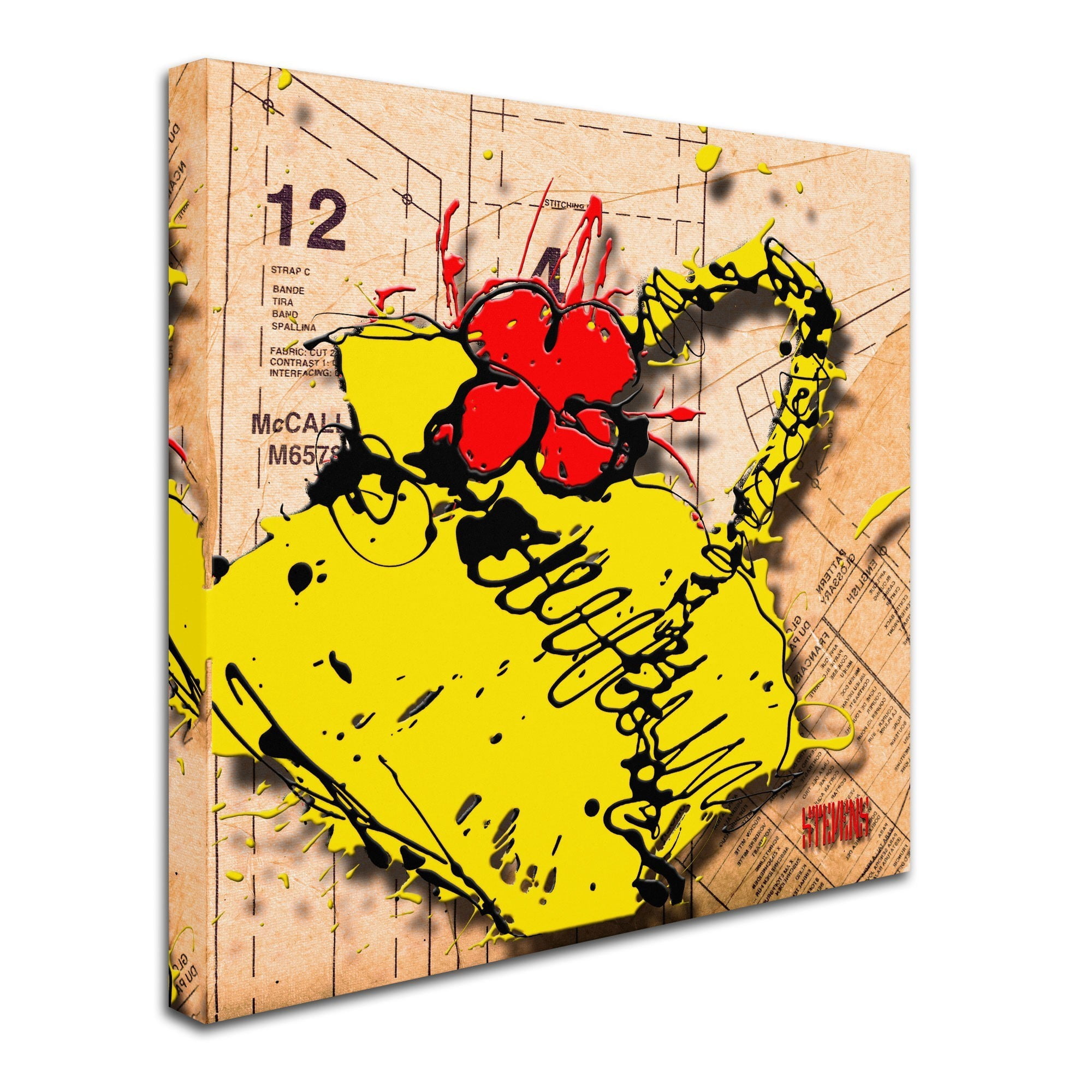Trademark Fine Art "Flower Purse Red on Yellow" Canvas Art by Roderick Stevens
