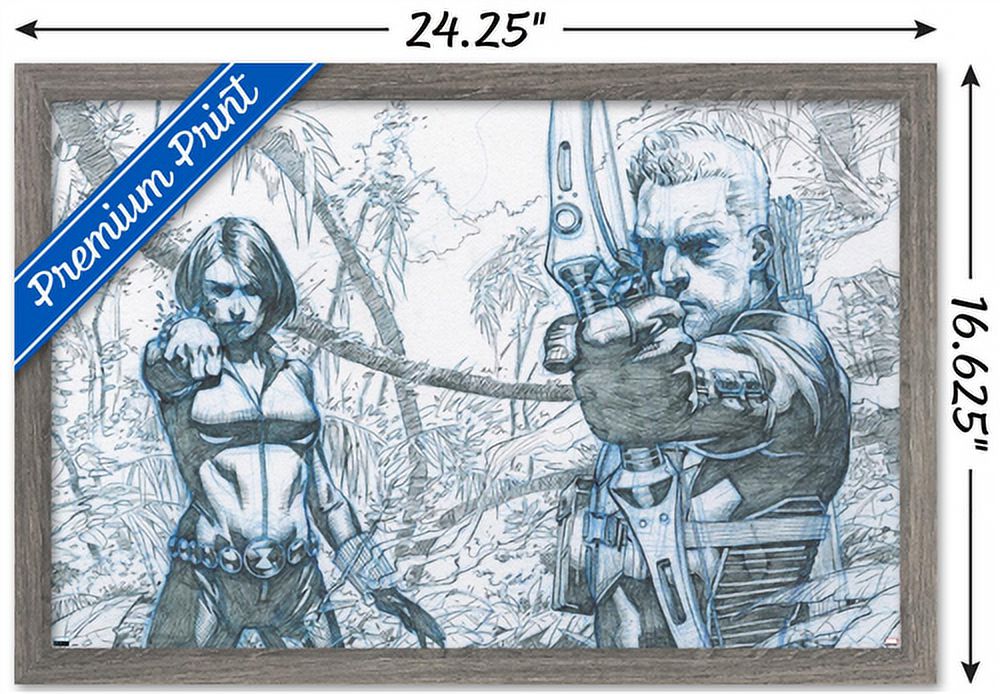 Marvel Comics - Hawkeye and Black Widow - Pencils Wall Poster, 14.725" x 22.375", Framed