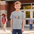 thumbnail image 2 of Kids Back To School Graphic Short Sleeve T-Shirt, Unisex Crew Neck Cute School Supply Print Casual Tee for Boys Girls Daily School Outdoor Wear(Grey,12-13 Years), 2 of 5