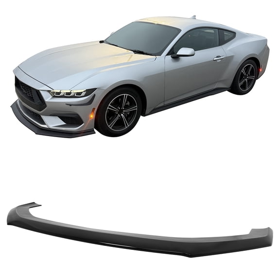 Ikon Motorsports Front Bumper Lip Fits 2024-2026 Ford Mustang Ecoboost & GT, Dark Horse Style Gloss Black ABS, Air Dam Chin Spoiler Protector Splitter 1PC