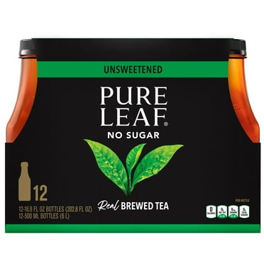 Pure Leaf Unsweetened Real Brewed Black Iced Tea, 16.9 oz, 12 Pack Bottles