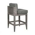thumbnail image 4 of Vivid Outdoor Patio Bar Stool in Gray Eucalyptus Wood with Gray Olefin Cushions, 4 of 13