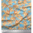 thumbnail image 1 of Soimoi Blue Heavy Satin Fabric Autumn Leaves Decor Fabric Printed Yard 56 Inch Wide, 1 of 3