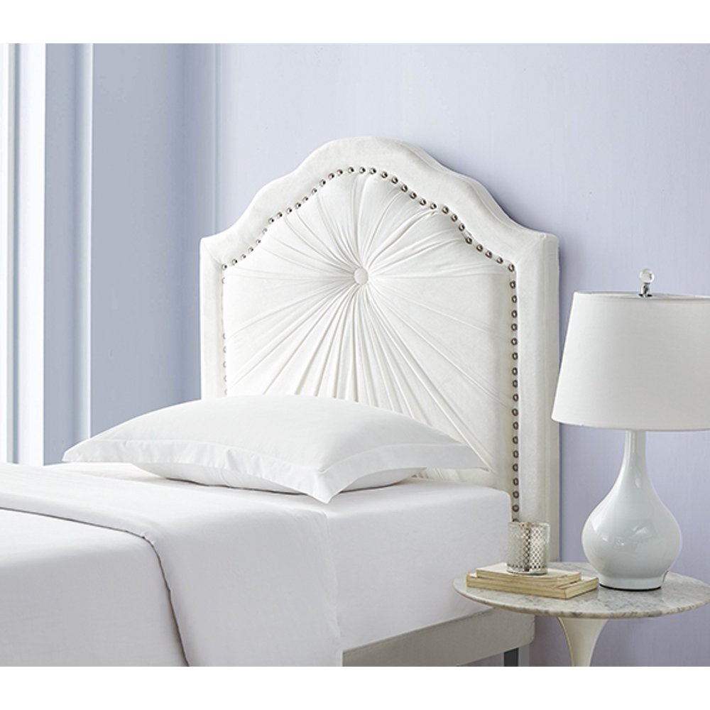 Plush Pleated Double Bevel College Dorm Headboard White With Legs