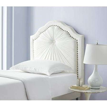 Double Lego - Plush Pleated Double Bevel College Dorm Headboard - White - With Legs