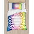thumbnail image 1 of Colorful Twin Size Duvet Cover Set, Magical Fantastic Flower Design in Abstract Style with Vibrant Look Rainbow Colors, Decorative 2 Piece Bedding Set with 1 Pillow Sham, Multicolor, by Ambesonne, 1 of 3