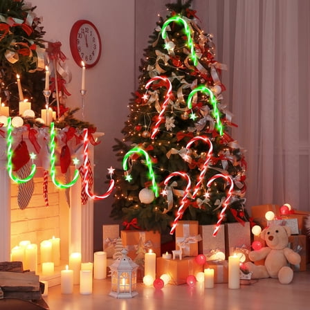 10 Pack 21" Christmas Candy Cane Lights Pathway Markers Walkway Light