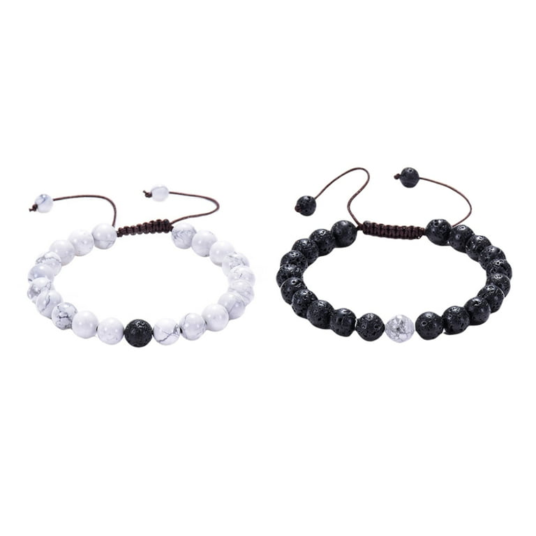 LABSERRON Natural Stone Beads Bracelet 2Pcs Men and Women in