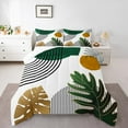 thumbnail image 2 of Manfei Tropical Monstera Leaf Bedding Comforter Set,Modern Geometric Aesthetic Twin Comforter Sets,Black Stripes Lines Bedding Set For Men Women,Microfiber Bedroom Decor Reversible,2 Pieces, 2 of 8