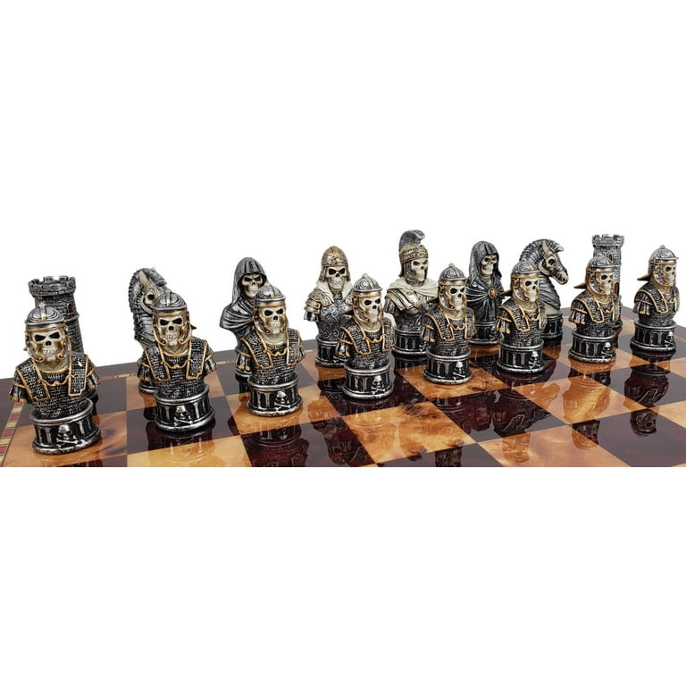 Medieval Times Skull Busts Gothic Fantasy Chess Set W/ 18