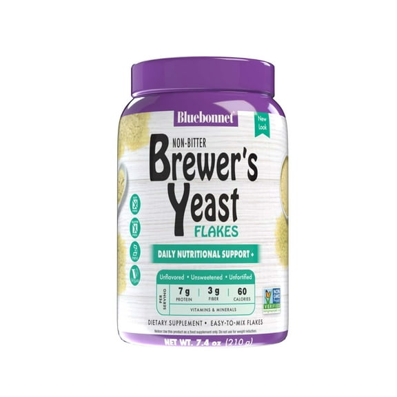 Bluebonnet Brewers Yeast Flakes, Super Food, 12 Vitamins & Minerals, 7.4 oz Unflavored