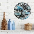 thumbnail image 3 of Blue Truck Excavator Wall Clock Round Vintage Silent Non Ticking Battery Operated Accurate Arabic Numerals Design Decorative for Home Kitchen Living Room Bedroom 10 Inch, 3 of 5