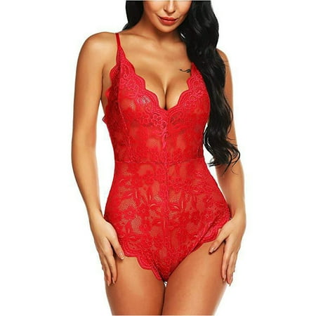 

Skpblutn Lingerie Fashion Women Lingerie Piece Mini Bodysuit Lingerie Underwear Red S