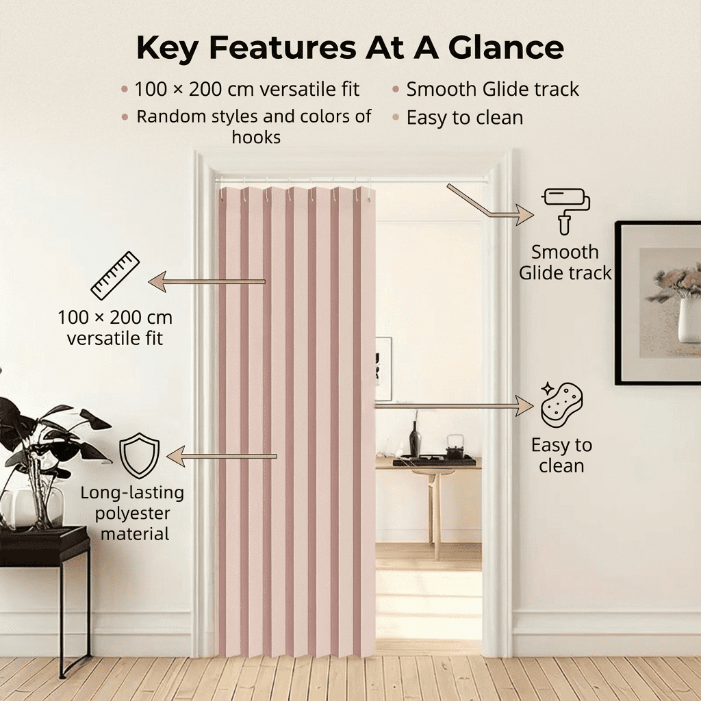 Accordion Doors Interior, Fabric Folding Door Curtain for Closet & Room Divider, Fold  Interior Room Divider with Easy Installation for Bedroom, Living Room, Office