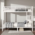 thumbnail image 2 of Tcbosik Bunk Bed Full Over Full Size, Heavy Duty Metal Bed Frame with Ladder and Guardrail, No Box Spring Needed, Off White, 2 of 9