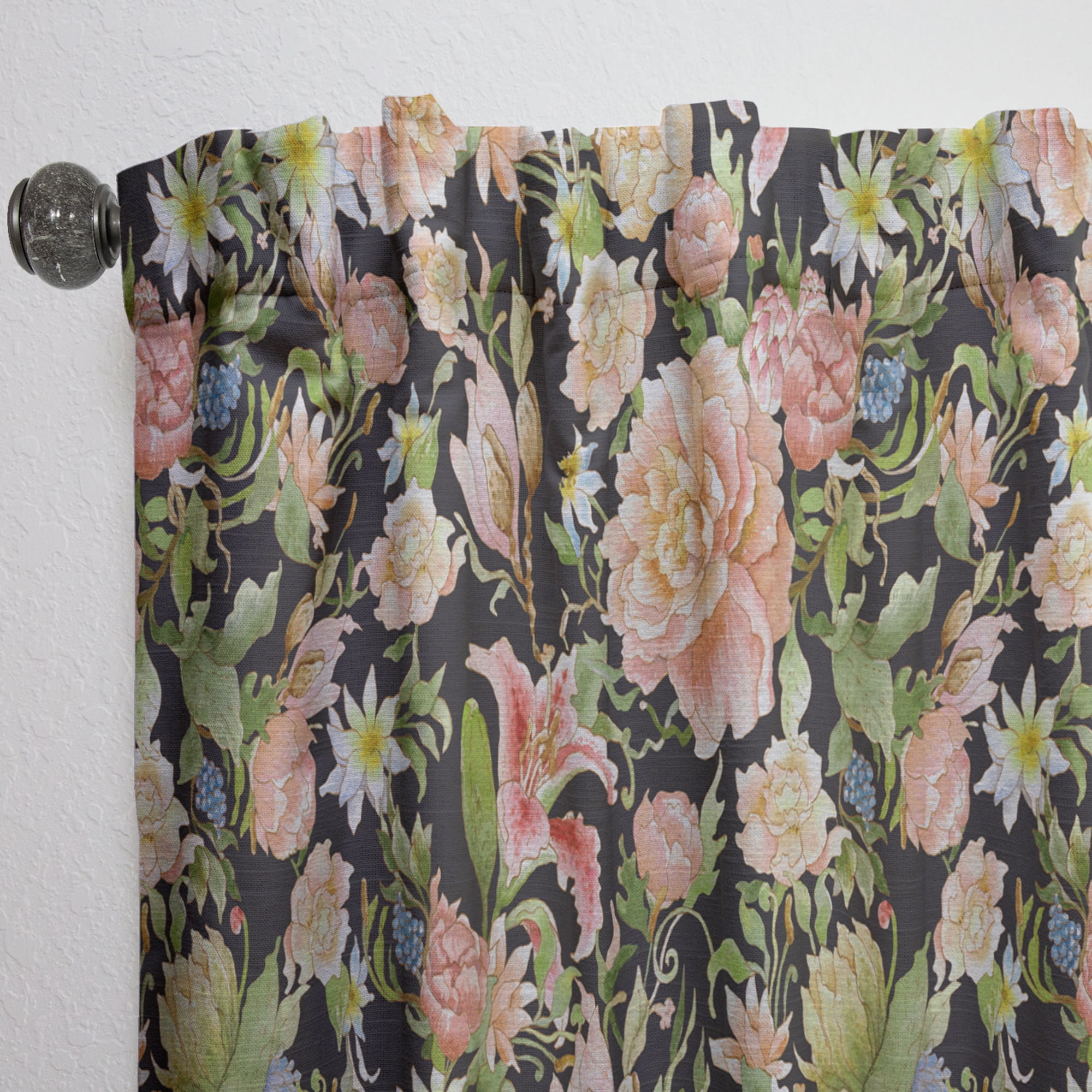 Designart 'Bituminous Bloom XXIV' Floral Curtain Panel