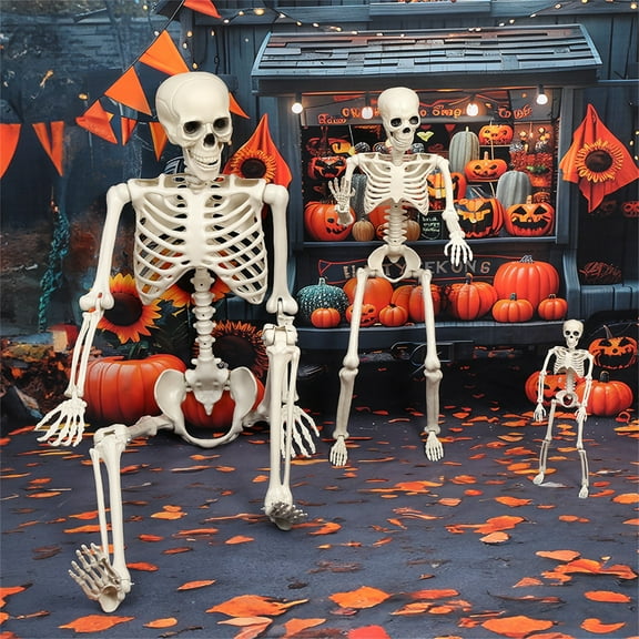 5.4Ft Halloween Skeleton - Life Size Full Body Realistic Human Bones with Posable Joints for Halloween Pose Skeleton Prop Decoration