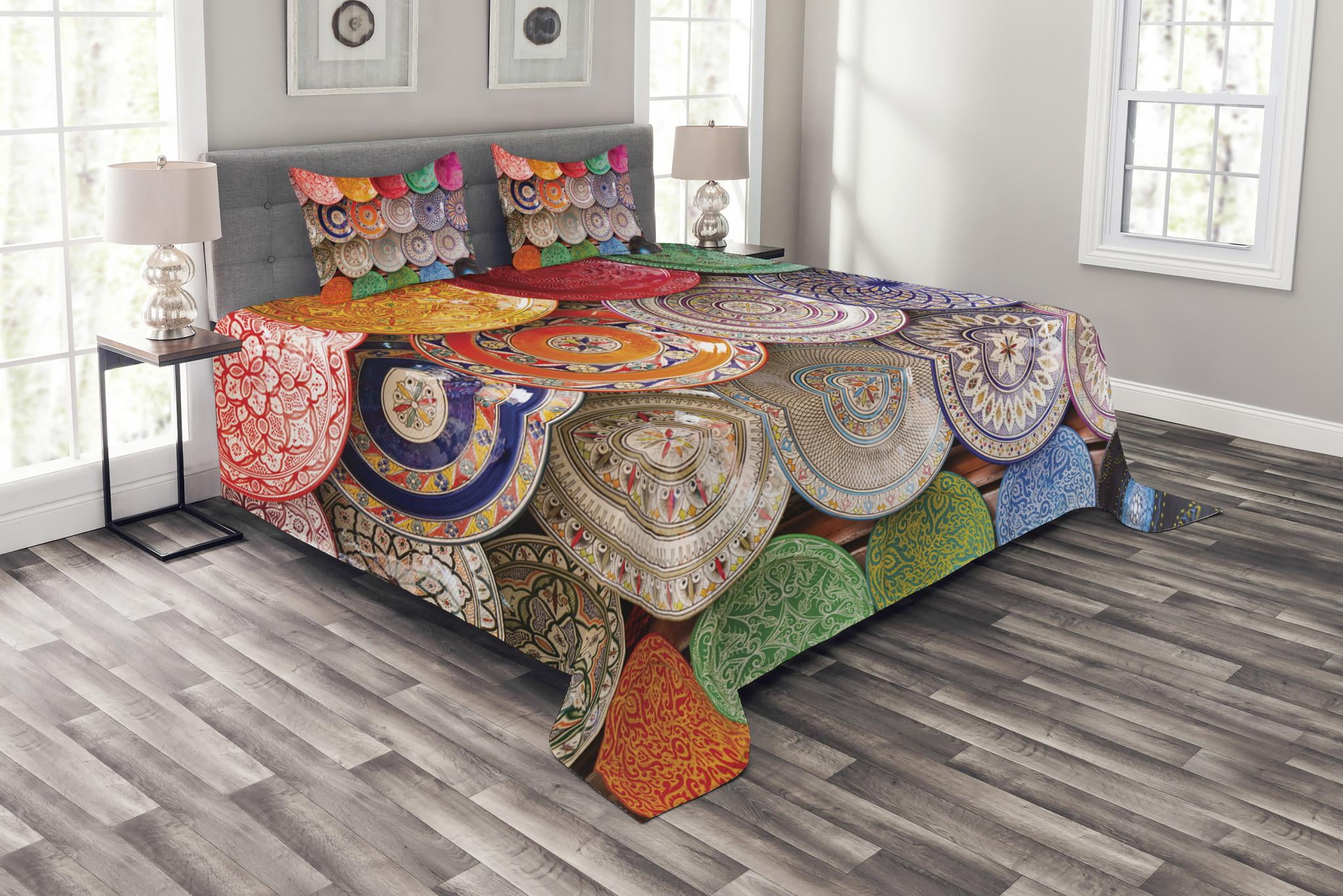 Moroccan Bedspread Set King Size, Traditional Arabic Handcrafted