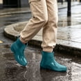 thumbnail image 5 of FRSASU Women's Waterproof Ankle Rain Boots Glossy Short Rubber Outdoor Work Garden Rain Shoes Green, 5 of 7