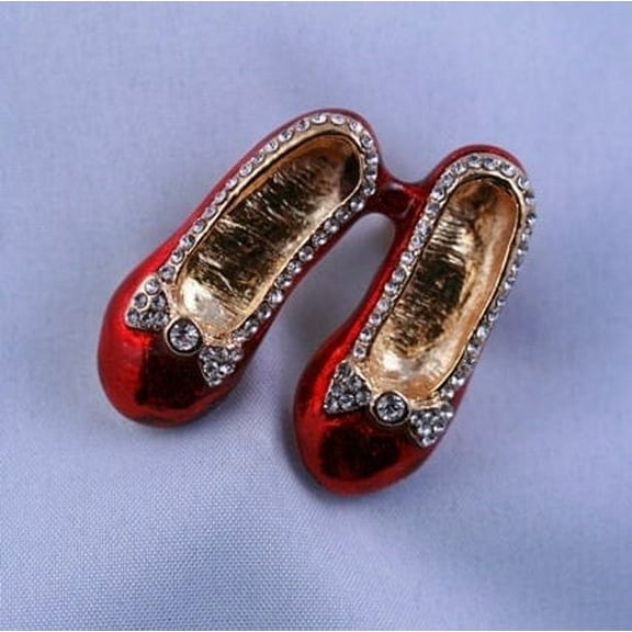 Ruby Red Slippers Lapel Pin Brooch Red Slippers Post Earrings, Red Enamel Slippers Jewelry Set