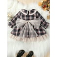 thumbnail image 4 of Elippeo Christmas Dress 12M 2Y 3Y 4Y 5Y 6Y Plaid Print Long Sleeve Round Neck Ruffled Tulle Patchwork A-Line Dress Xmas Clothing, 4 of 10